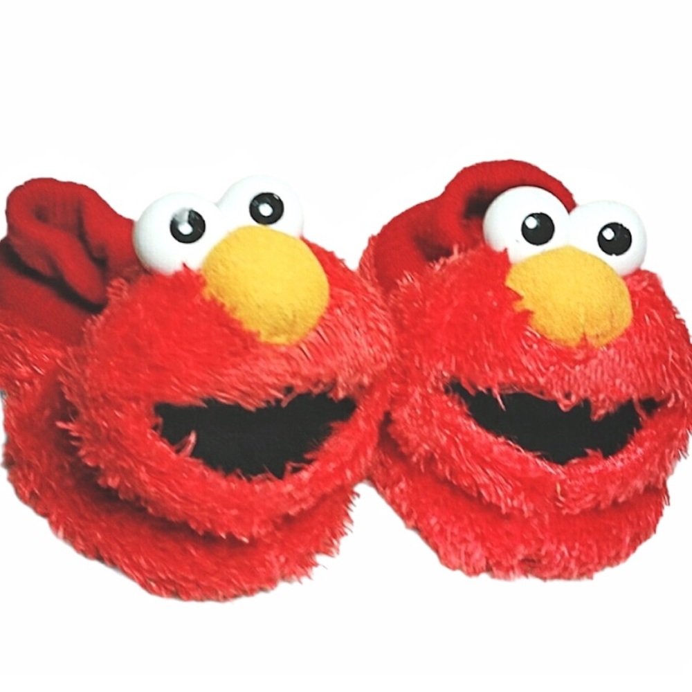 Elmo Fuzzy SockTop Slippers Sesame Workshop Character House Shoes Toddler M 7/8